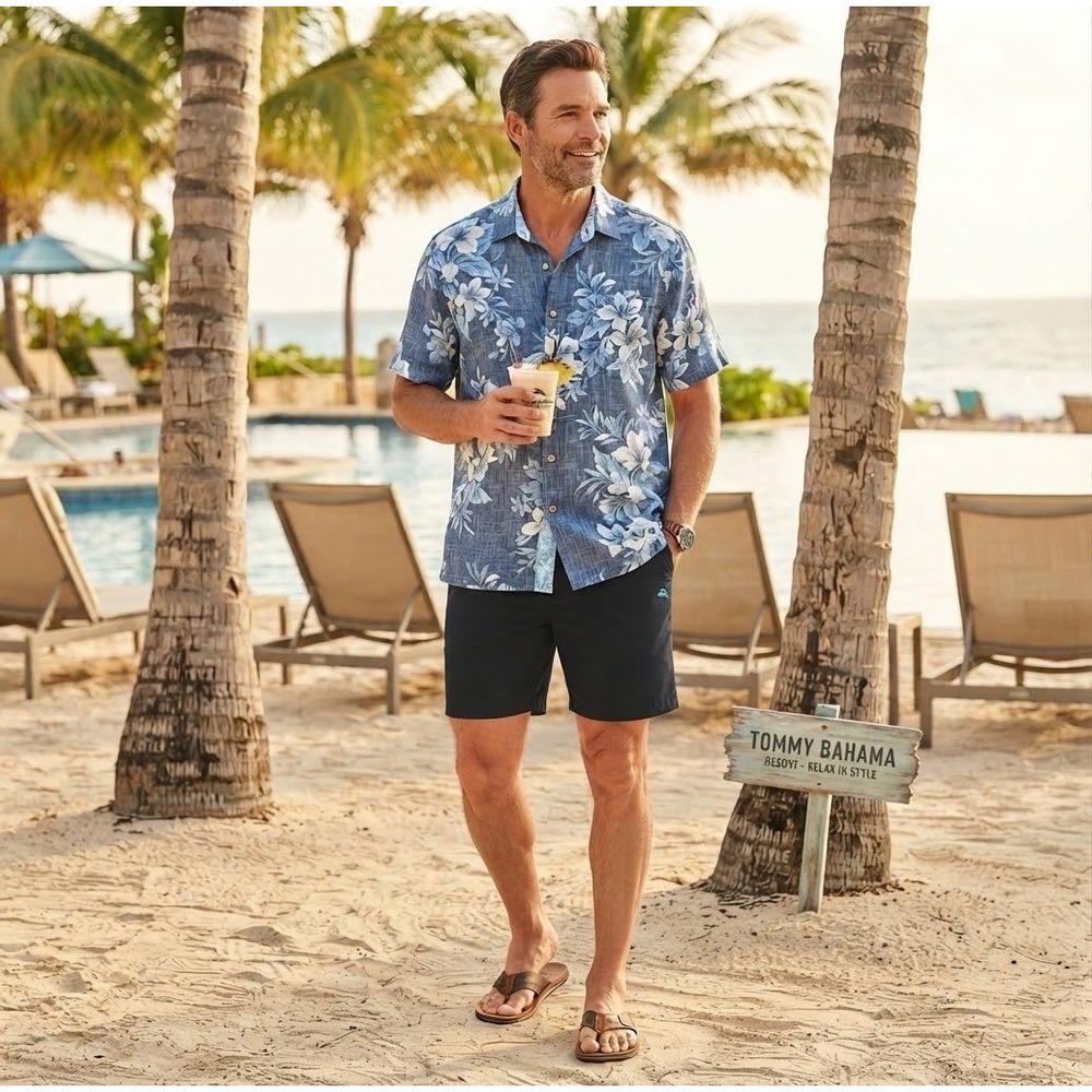 Tommy Bahama Boracay Shorts Mens 42 Black Solid Cotton Blend T815546 NWT